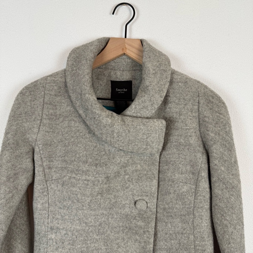 Smythe Les Vestes Wool Alpaca Blend Pea Coat Blazer Grey Blue 2 - Picture 2 of 12